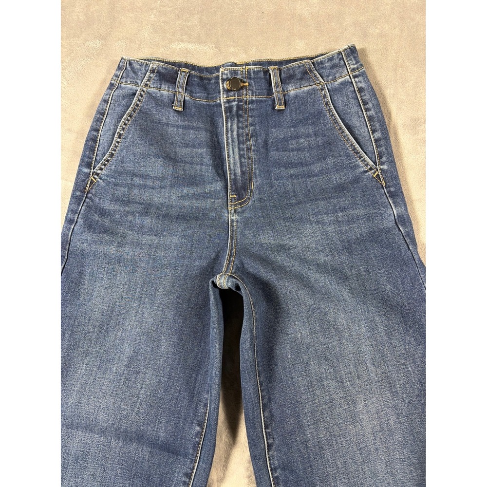 Just Black Denim High Rise Wide Leg Jeans Medium Wash Blue DP794 Size 26 - Picture 2 of 7